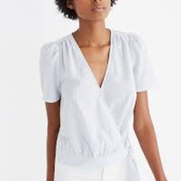 Madewell short-sleeve wrap top in stripe - Picture 2 of 3